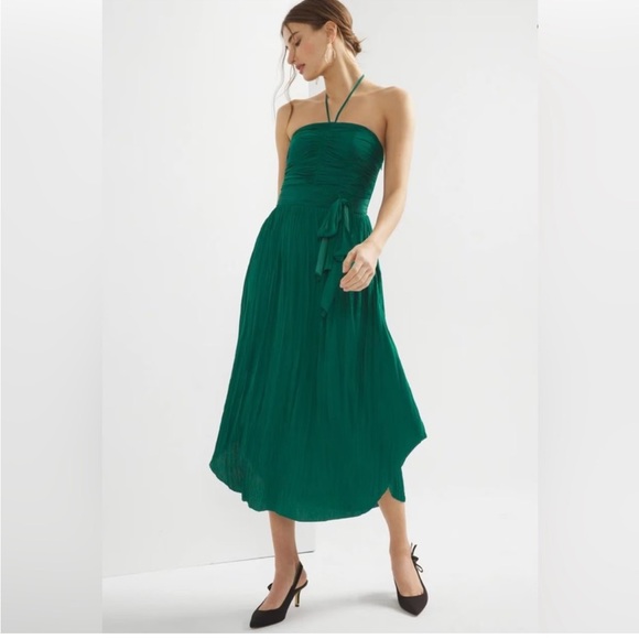 WHBM $170 Strapless Pleated Tie-Waist Dress - Picture 6 of 8